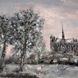 Beau Tableau à l'huile sur toile 41 x 33 cm