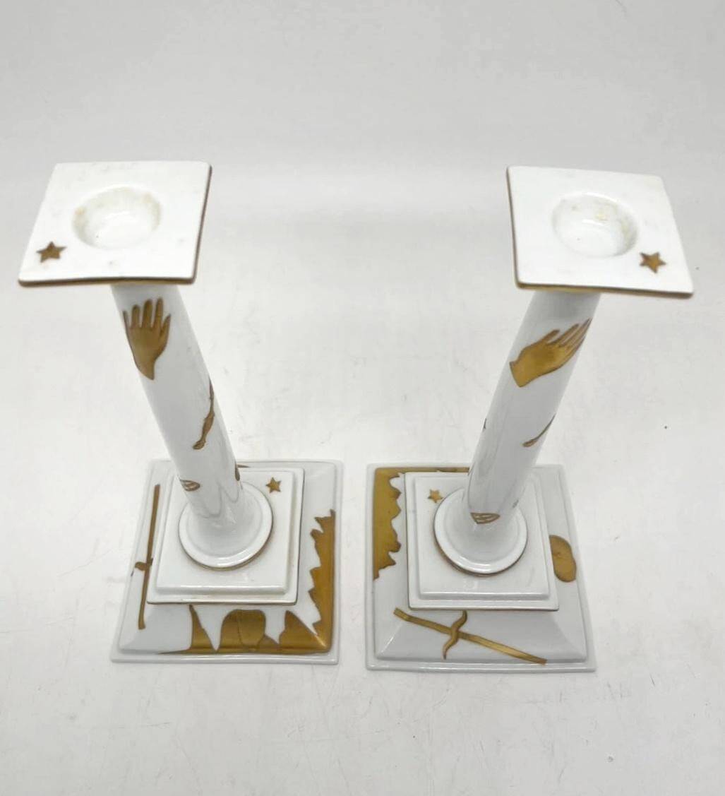 Rare pair of candlesticks designed by Gio Ponti for Ginori.