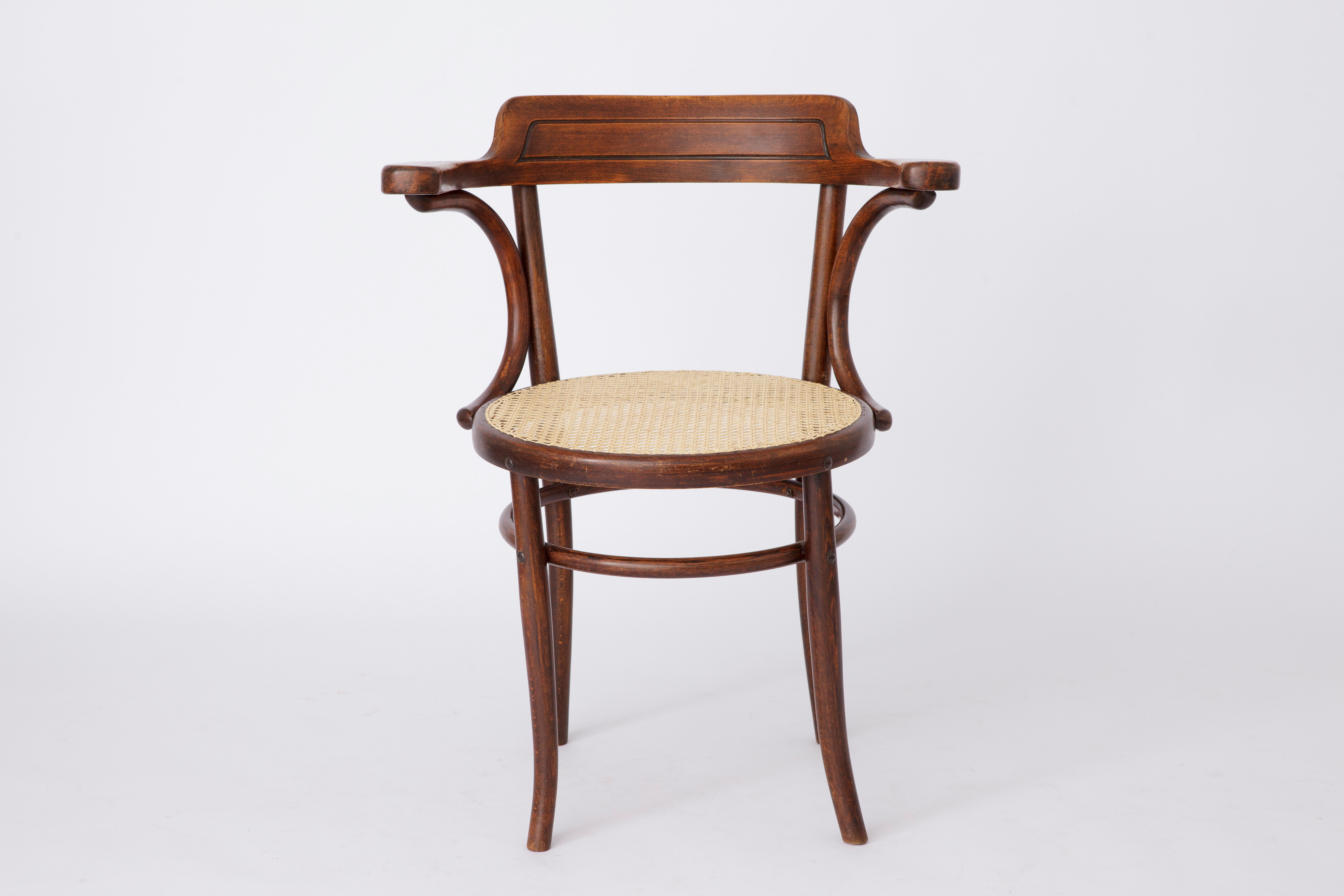 Vintage desk chair bentwood Viennese braid Fischel Austria