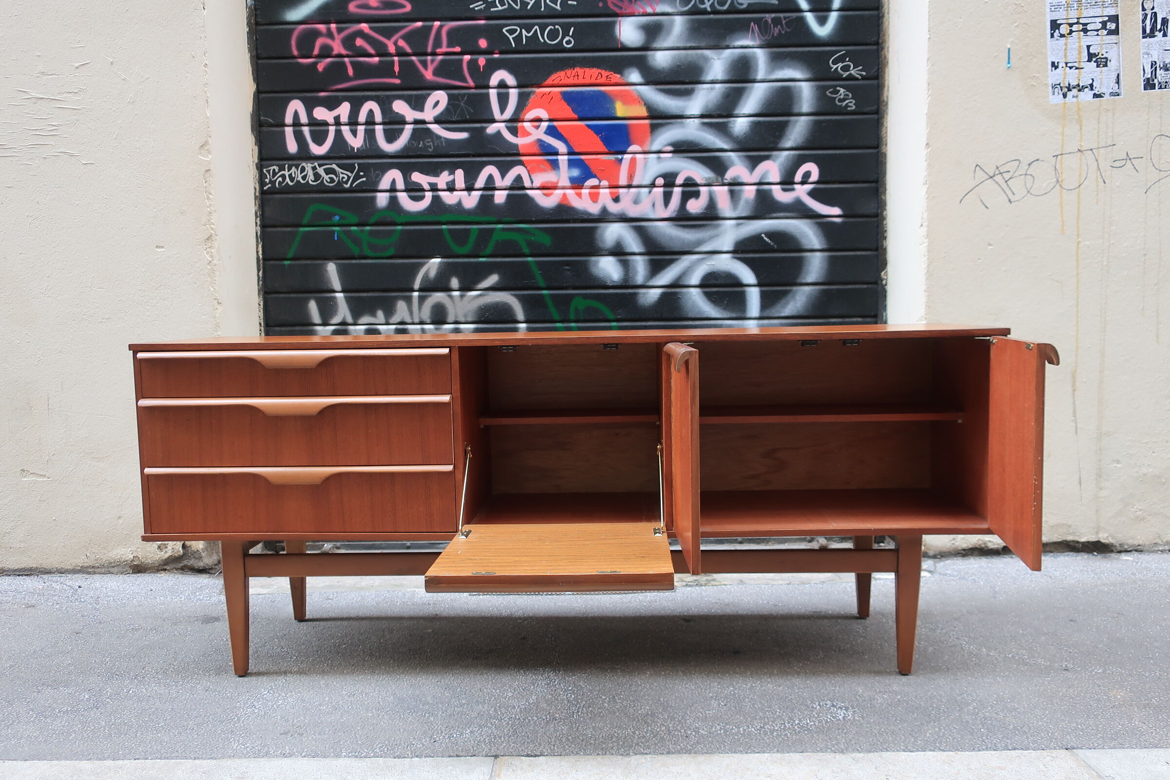 Row of the 1960s teak