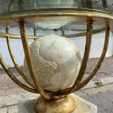 Italian design dining table in alabaster, gilded iron and tempered glass 70s vintage