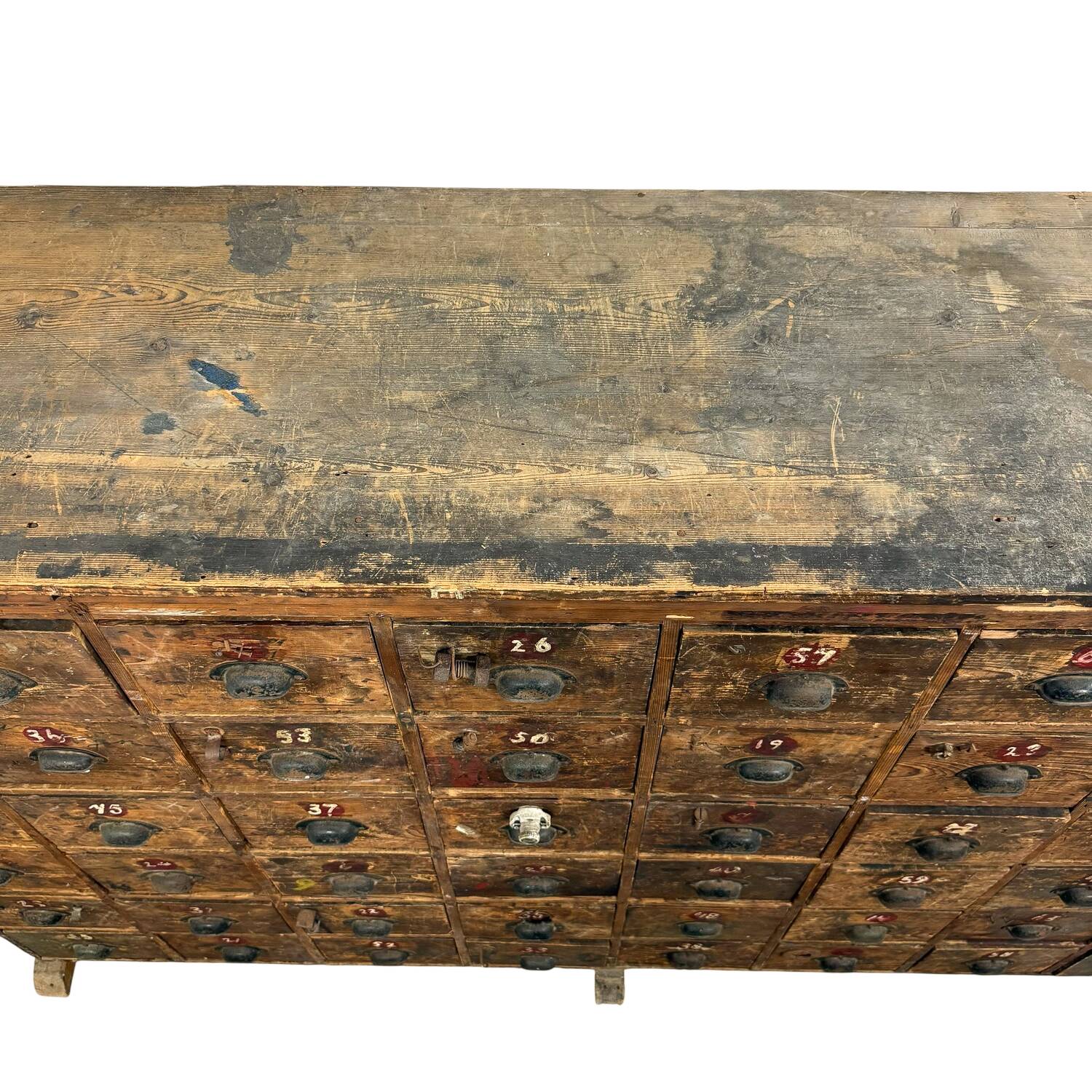 Large Antique Bank of Drawers – 48 Drawer Industrial Cabinet