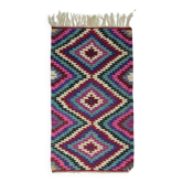 Kilim Turc Yuruk Vintage 136x245 cm Geometrique Rose Vert Violet
