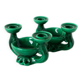 Paire de bougeoirs en céramique avec vide-poche intégré, vert, 1960