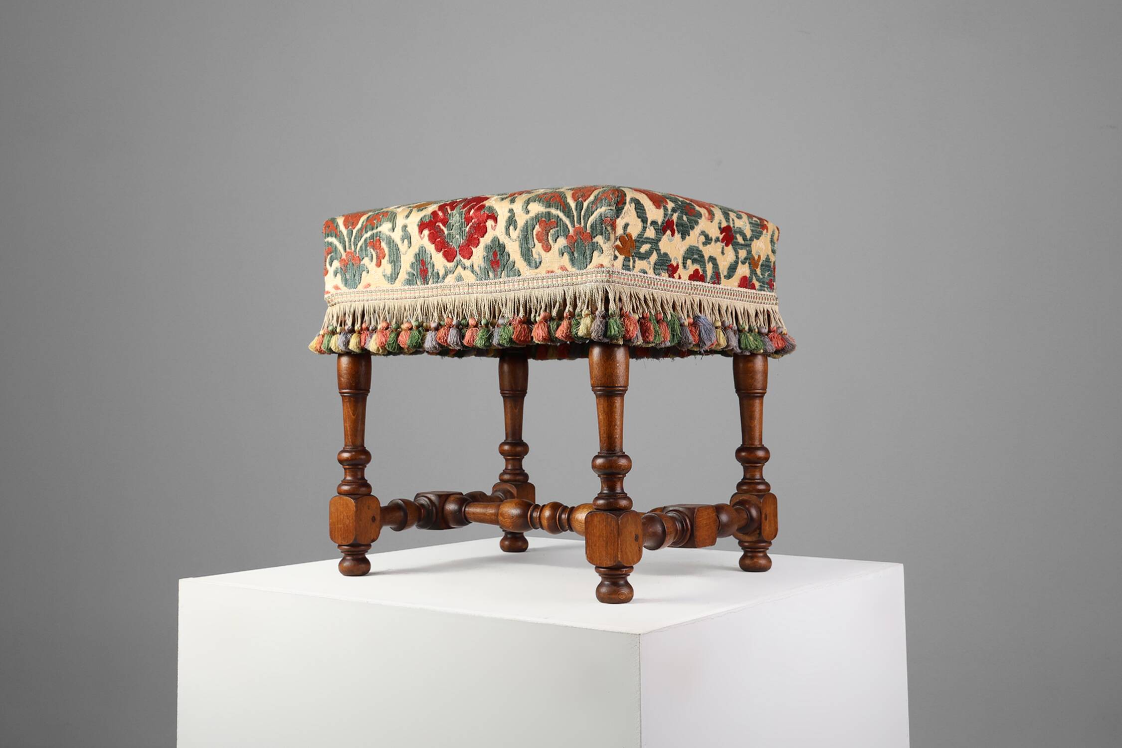 Early 20th Century Wood & Fabric footstool, France