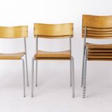 Set of 6 Lammhults Campus Stacking Chairs, Swedish Mid Century Chairs 1970s
