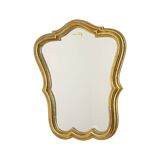 Petit miroir baroque doré à la feuille d'or classique France années 60
