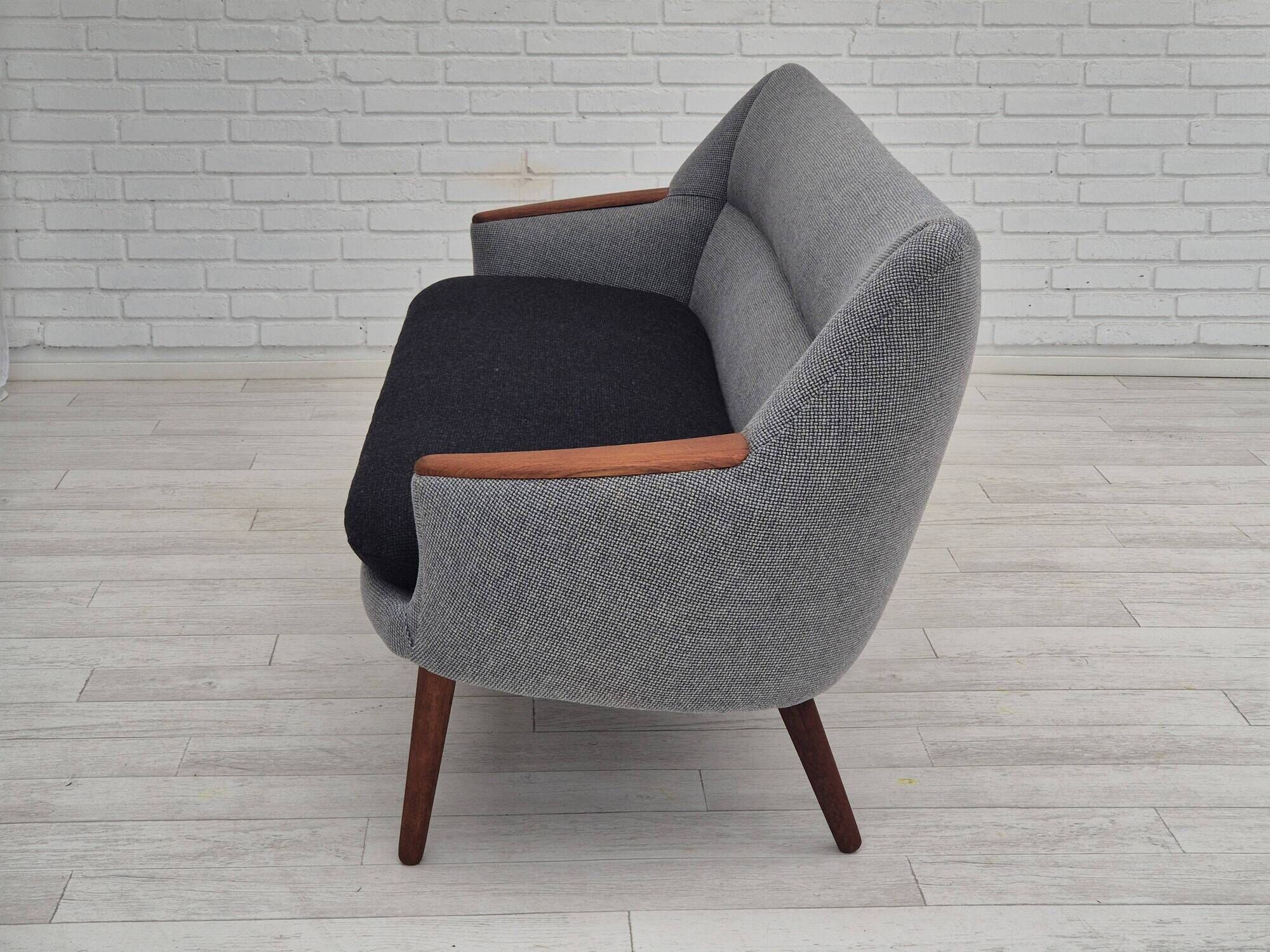 1960s, Danish sofa by Kurt Østervig model 58, completely reupholstered, furniture wool, teak wood.