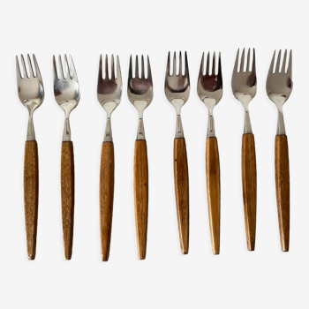 Scandinavian forks ses helle norway in rosewood teak wood and stainless steel 1960