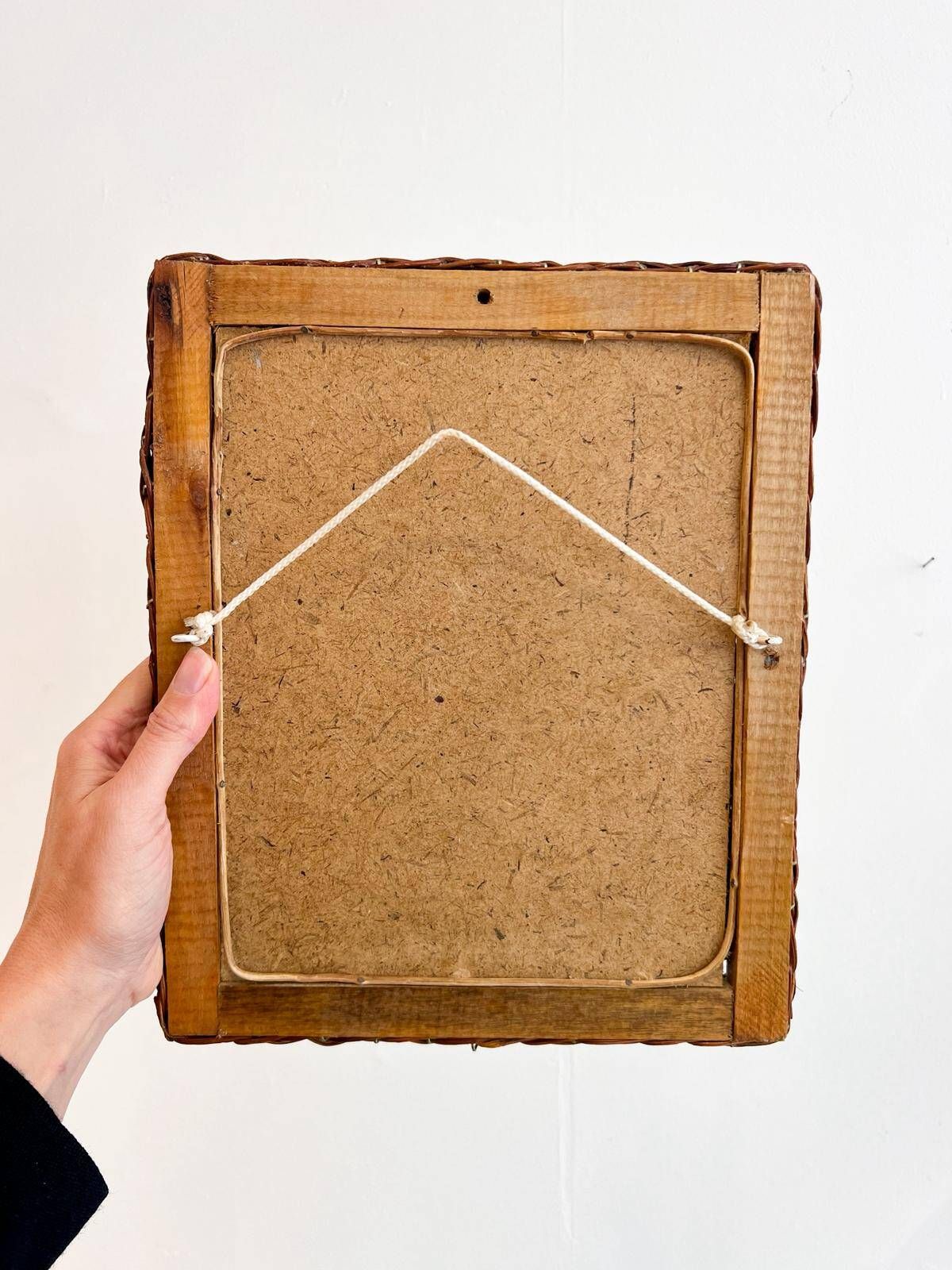 Miroir vintage cadre en osier