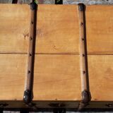 Old wooden travel trunk