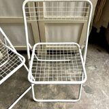 2 white metal "Ted Ned" folding chairs by Niels Gammelgaard for IKEA, 1980s