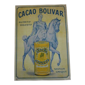 Advertising plate on cocoa Bolivar -