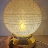 Pink Clichy glass globe in touch lamp