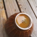 Brown and yellow ceramic bowl Digoin Sarreguemines