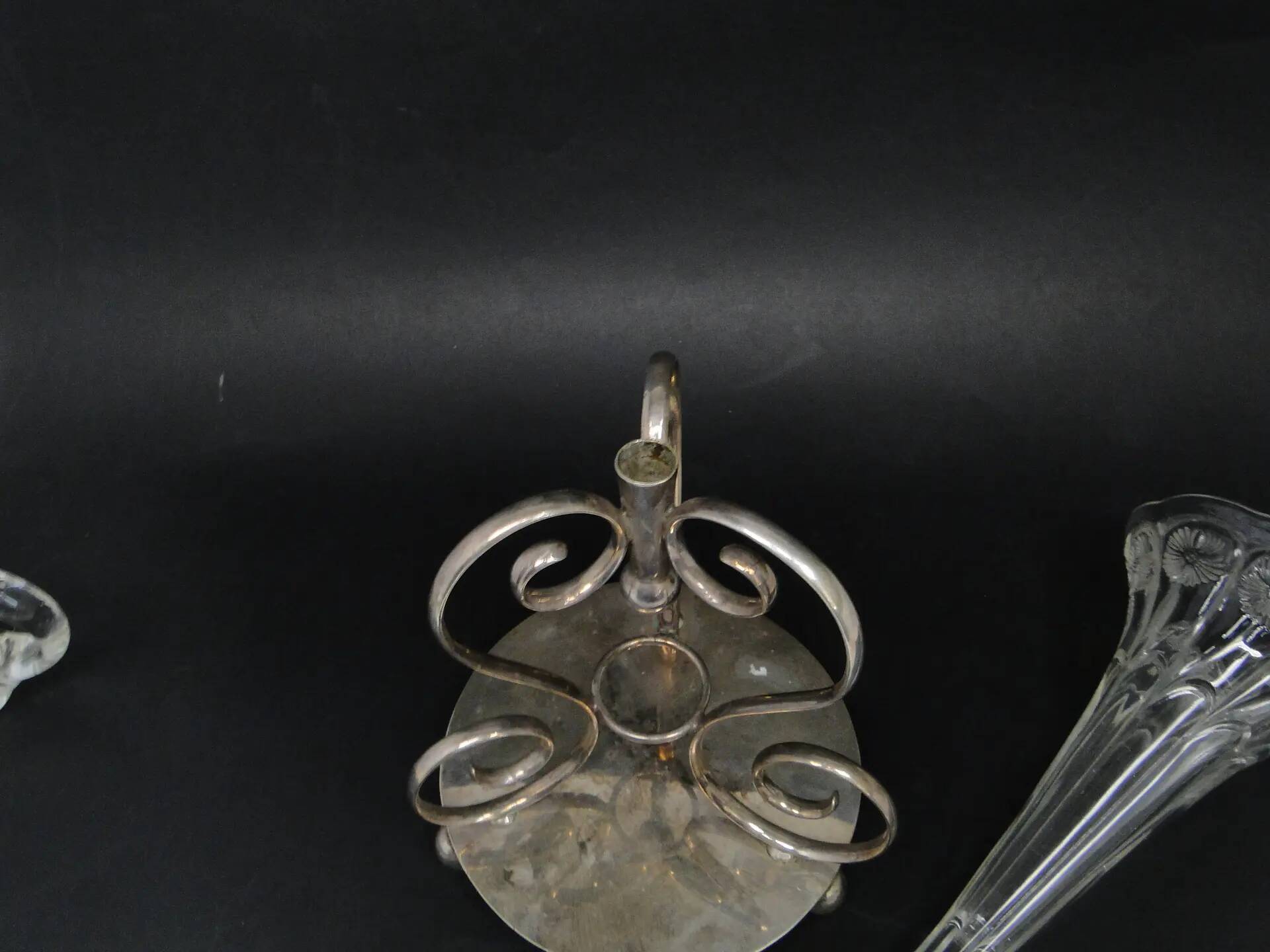 Trumpet vase, Art Nouveau, pressed glass and silver-plated brass, United Kingdom, early 20th century