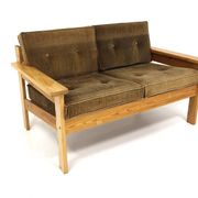 Scandinavian two-seater sofa in pine and velvet, Sweden, 1970.