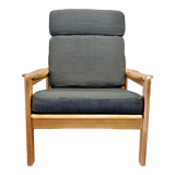 Teak and linen armchair Scandinavian design 1950.