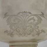 Set of 3 Vintage Glass Bell Shades In Smoked Amber Glass Scroll Motif  5596