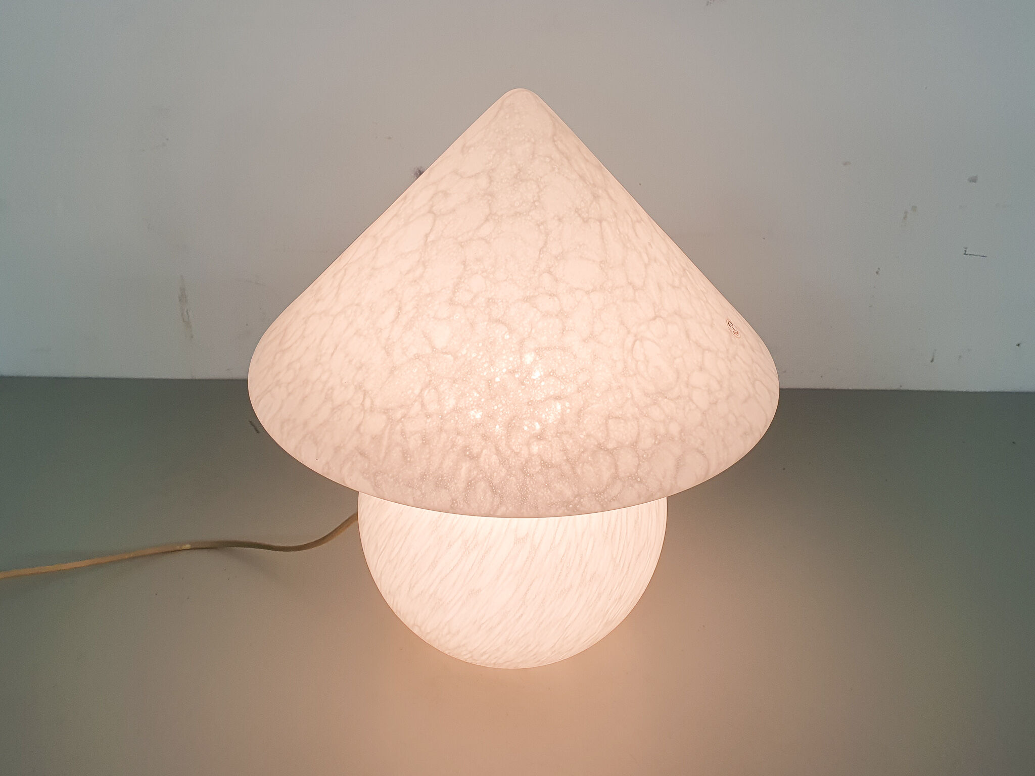 White opaline glass table light by Peil and Putzler, Germany 1970's