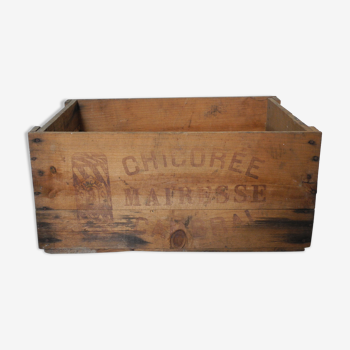 Ancienne caisse bois chicorée Mairesse