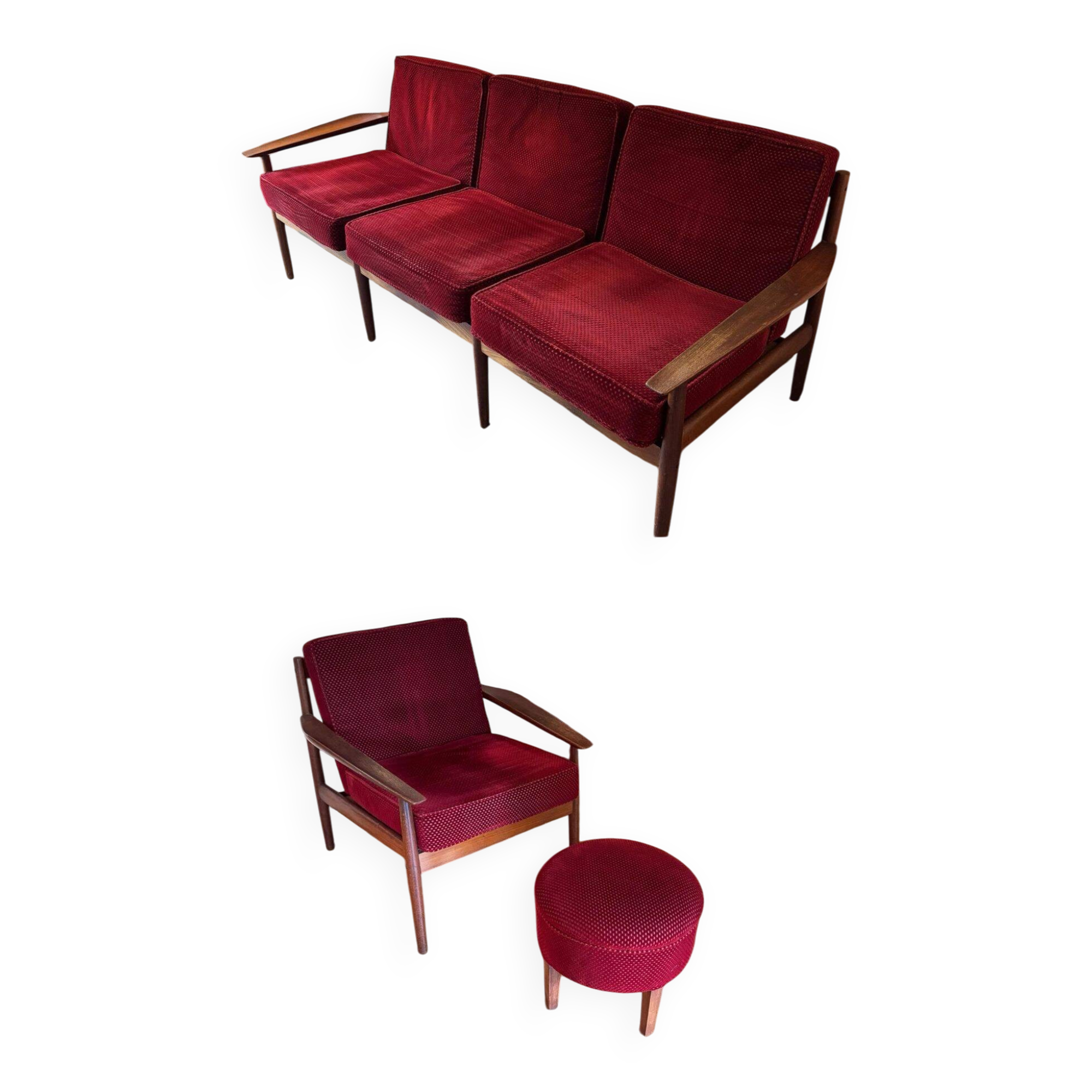 Sofa set with armchair and pouf by Arne Vodder for Glostrup.