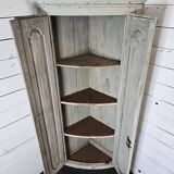 19th century curved corner cupboard in patinated oak