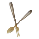Salad servers in horn and silver metal
