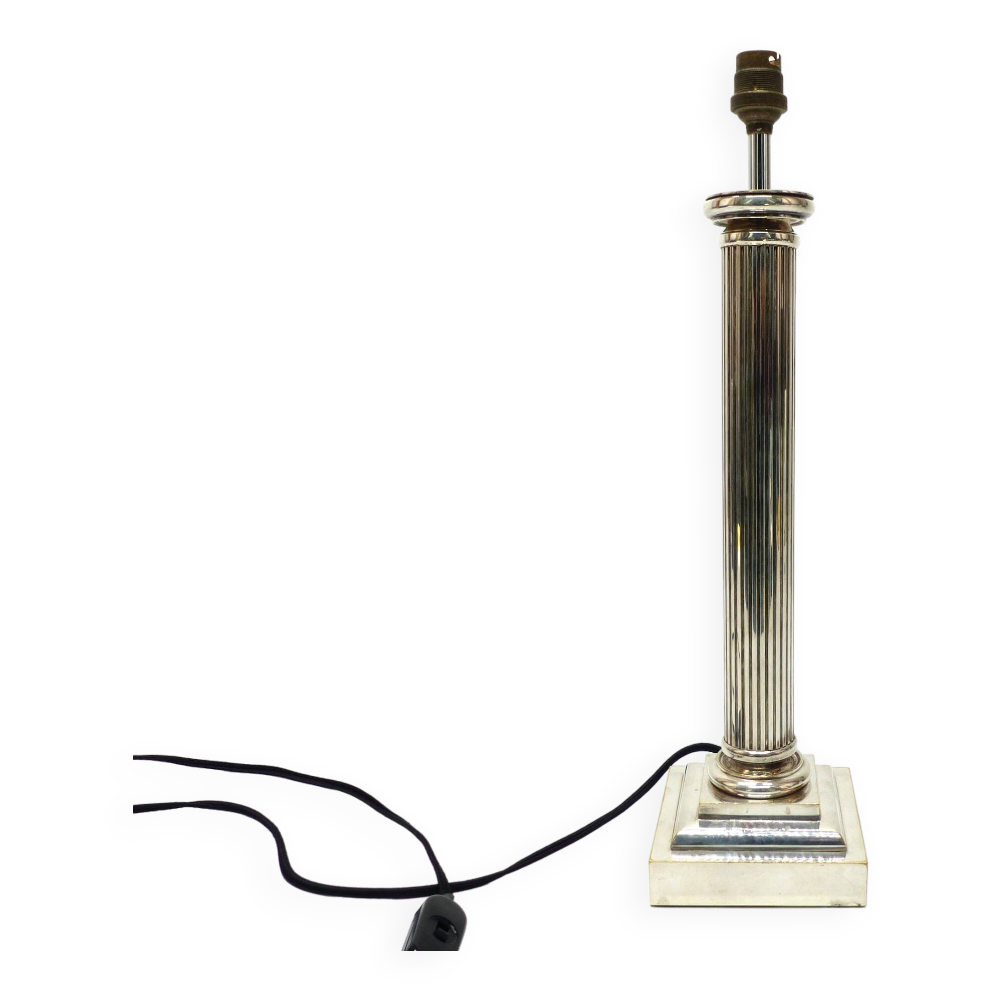 Neoclassical column lamp in silver metal 1960