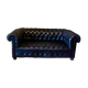 Chesterfield sofa in genuine black leather 3 seats