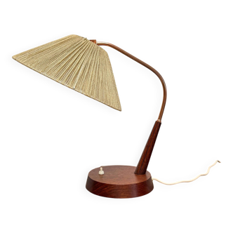 1960s Vintage Teak & Sisal Table Lamp by Temde Leuchten, Switzerland