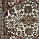 Antique handmade Hamadan Persian rug, ivory medallion on dark background 148x103.