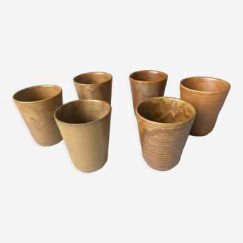 Series of 6 vintage stoneware cups