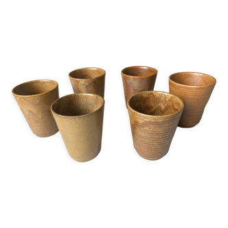 Series of 6 vintage stoneware cups
