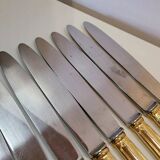 12 Table Knives in Gold Metal