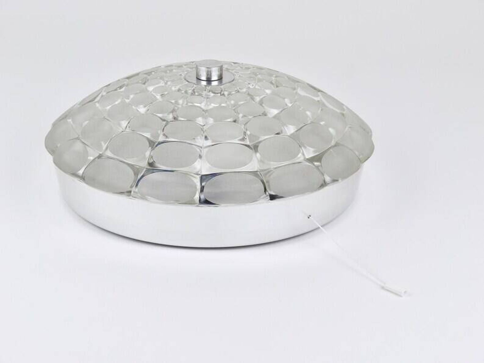 Peill & Putzer Large Round Op Art Glass Sconce, Wall Lamp, Flush Mount, Germany, 1970s