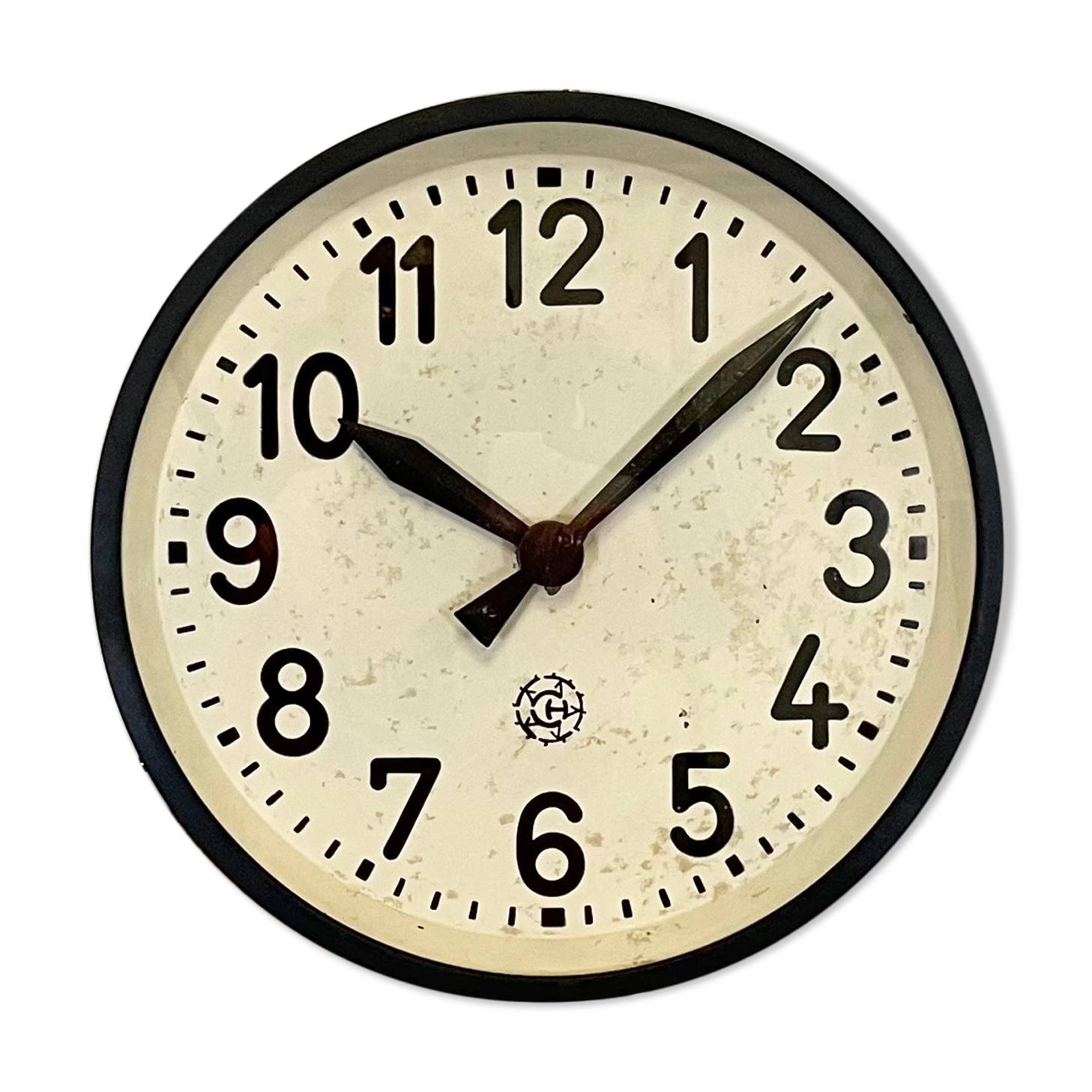 Industrial Black Factory Wall Clock From Chronotechna, 1950s