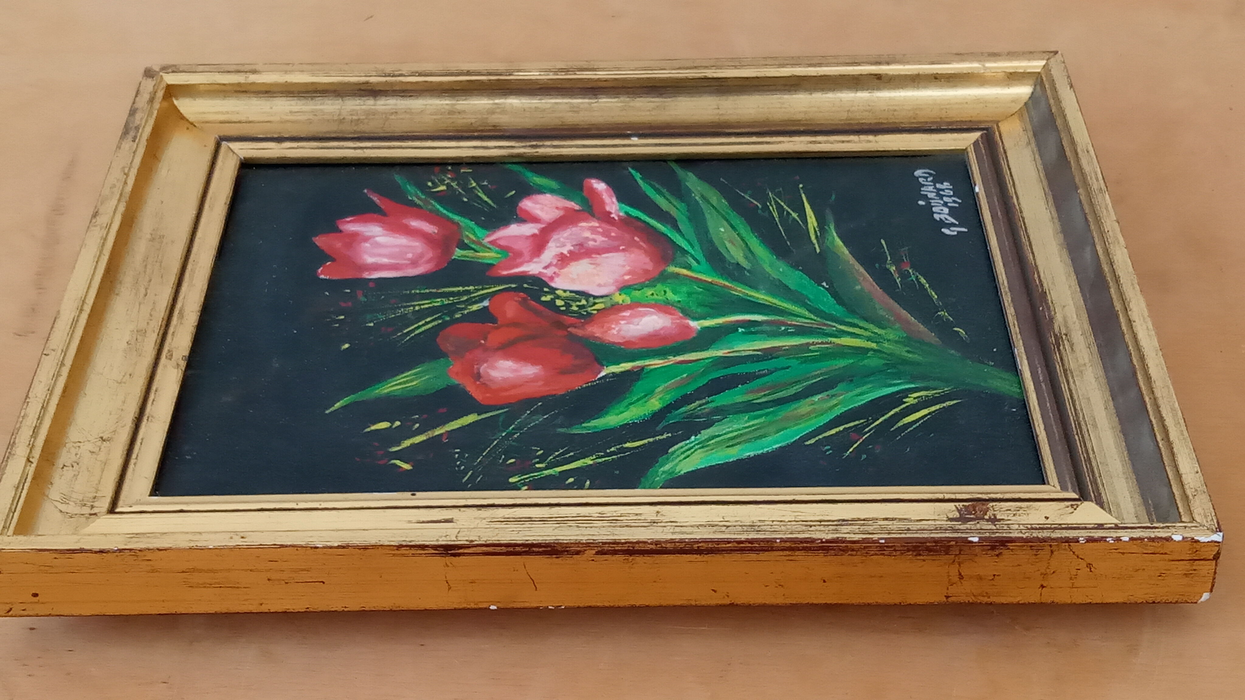 Tulip bouquet painting on canvas