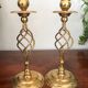 Pair of vintage brass candle holders