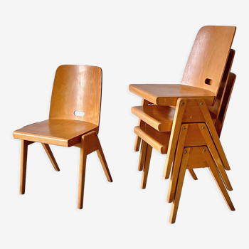 Série de 4 chaises empilables