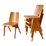 Series of 4 stackable chairs