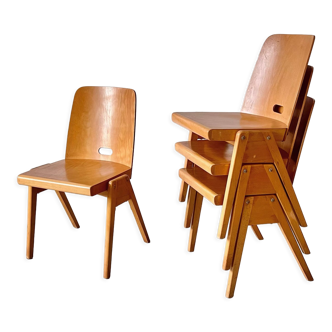 Series of 4 stackable chairs