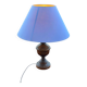 Vintage wooden bedside or table lamp with sky blue lampshade
