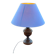 Vintage wooden bedside or table lamp with sky blue lampshade