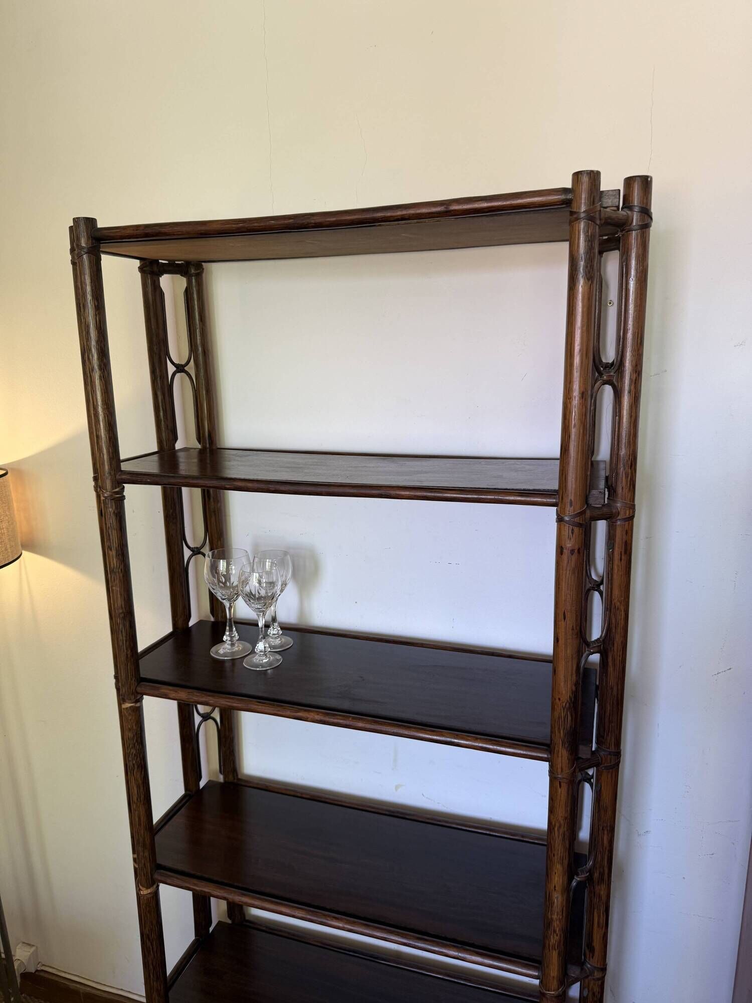 Large vintage rattan shelf/bookcase