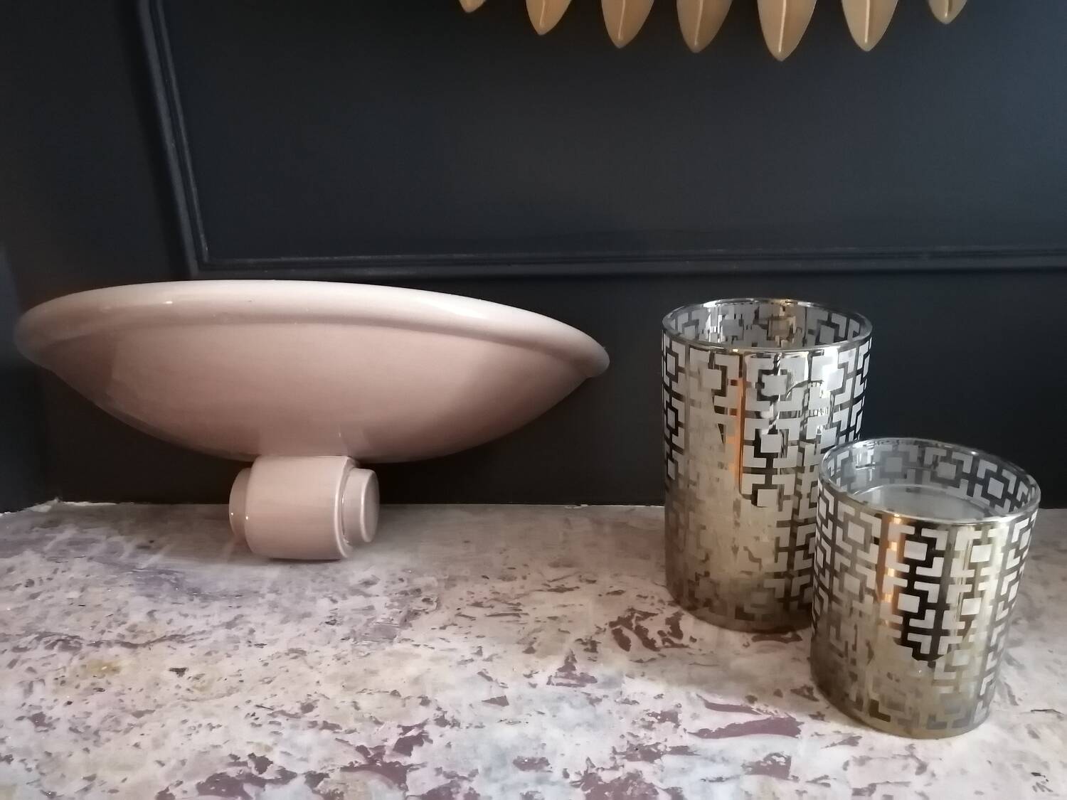 3 Kostka enamelled ceramic wall lights