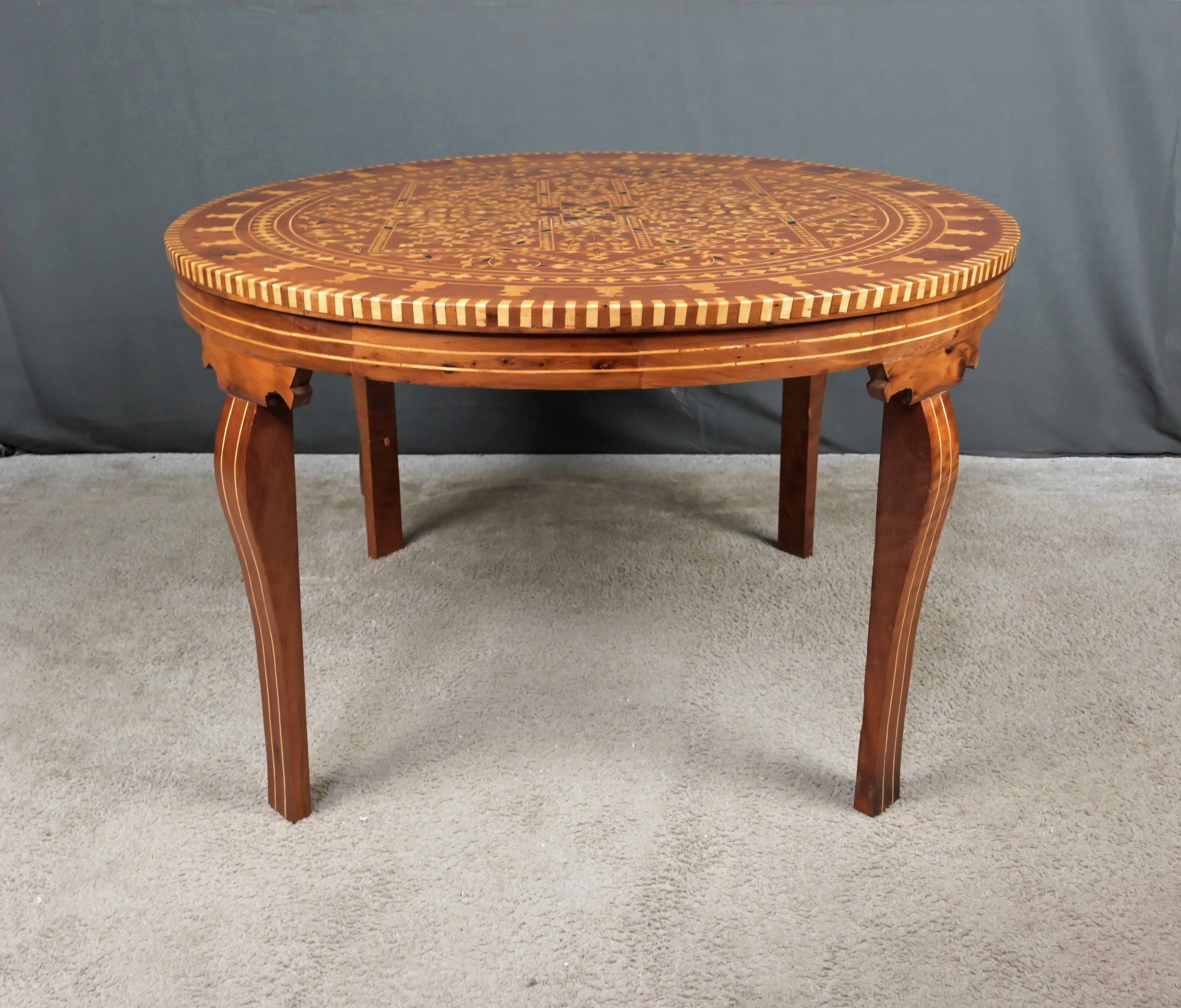 Large Moroccan Tea Table in Marquetry – 20th Century