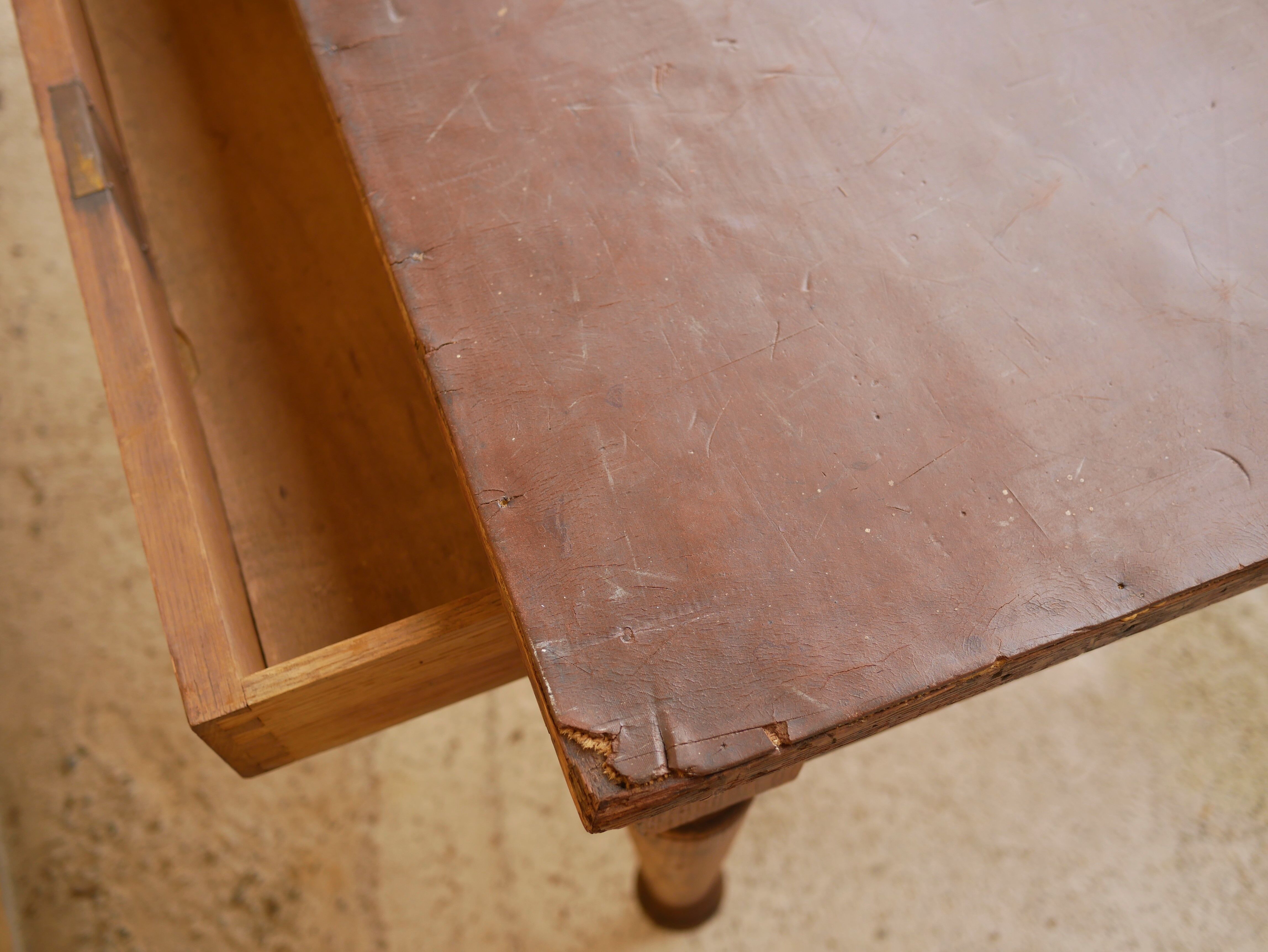 Vintage wooden and leather desk dining table