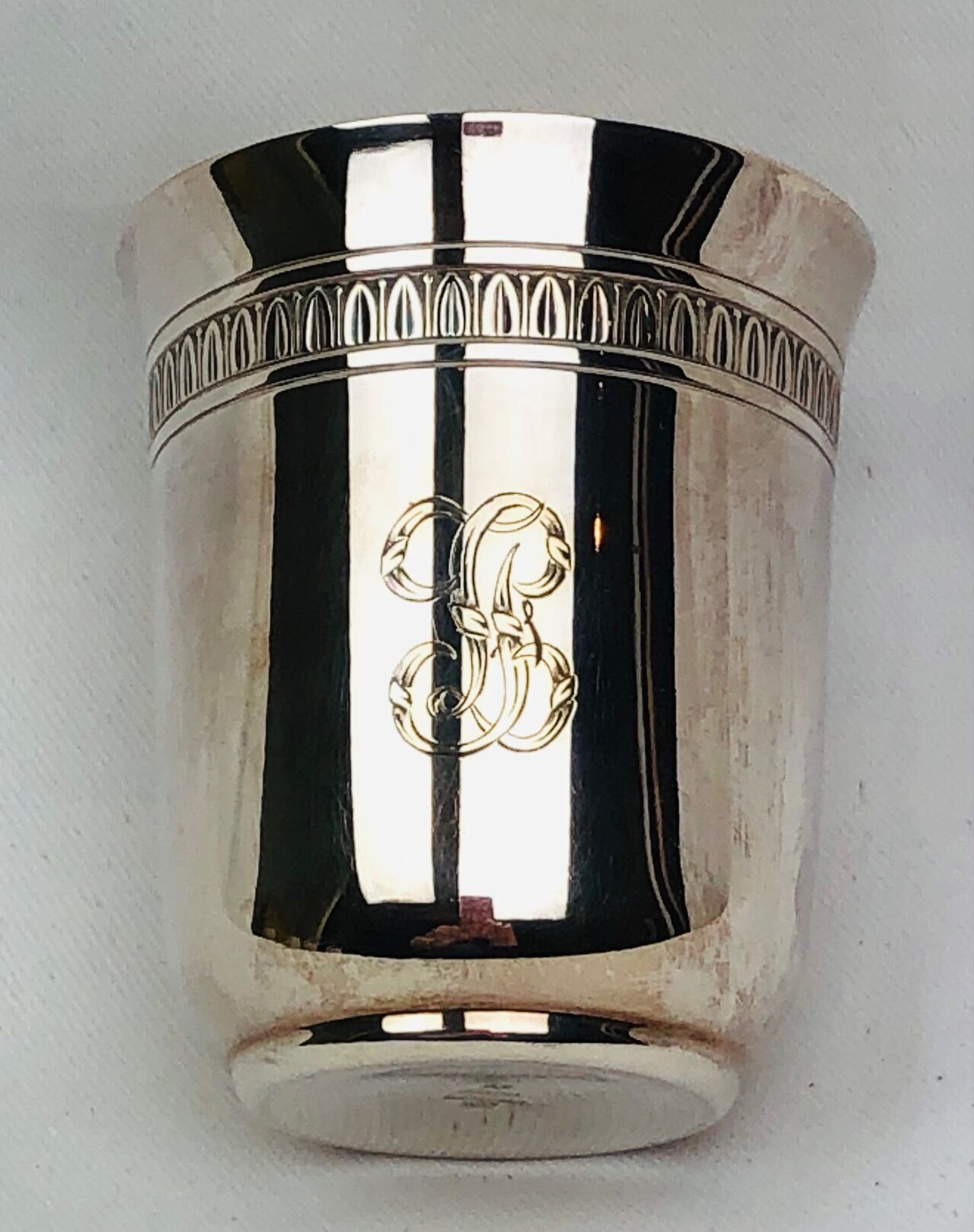 Vintage Timbale Christofle, monogrammed silver metal