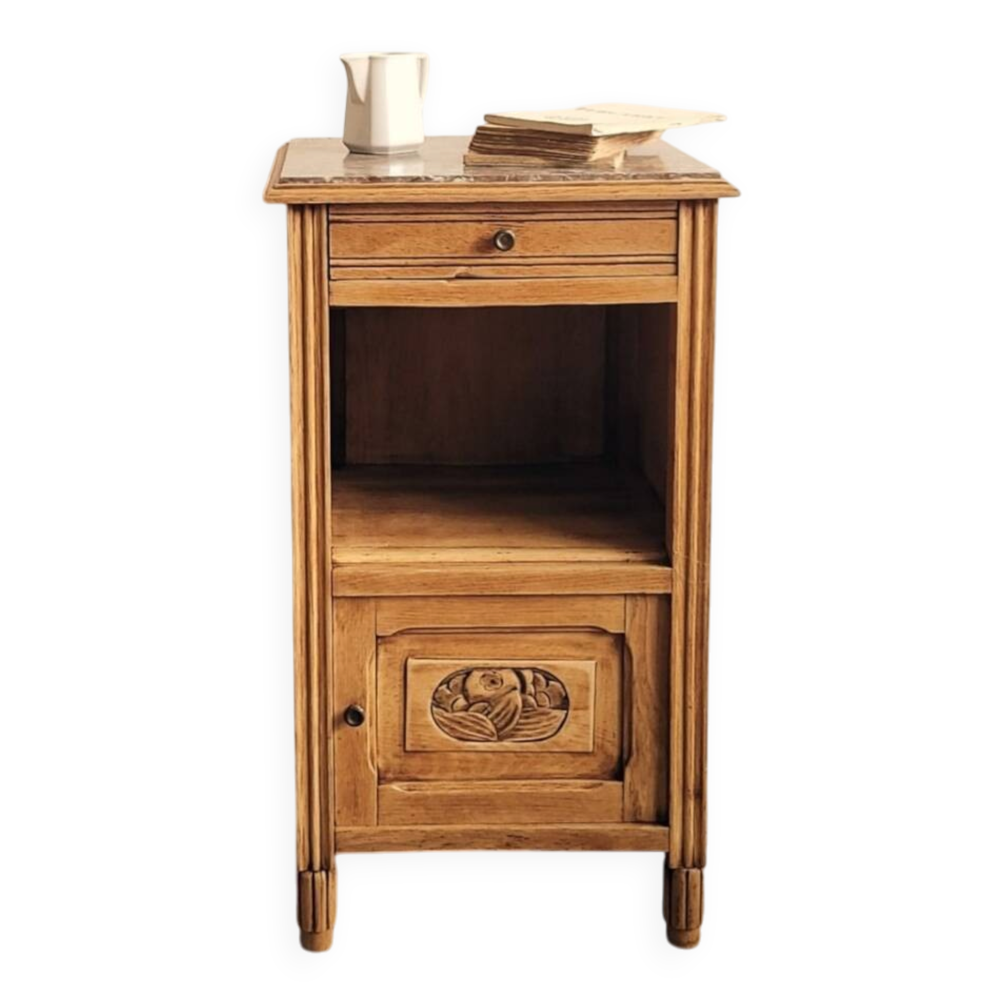 Wooden bedside table in Art Deco style